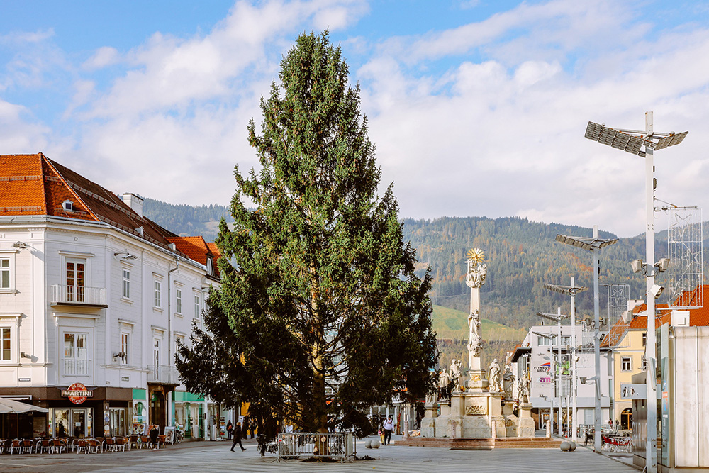 Der Christbaum am Hauptplatz Leoben